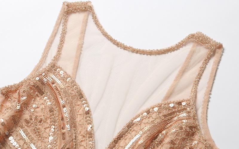 Vestido Vintage Largo Rosa De Los Años 20