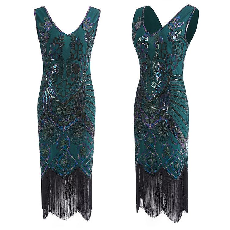 Vestido Vintage París Años 20 Verde