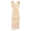 Vestido Vintage Años 20 Lentejuelas Beige