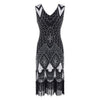 Vestido Vintage 1920s Lentejuelas Negro Plata