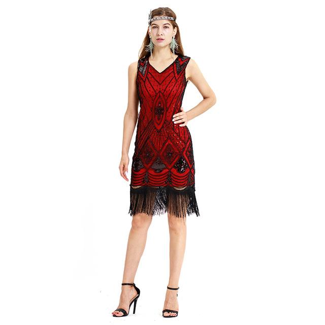 Vestido De Lentejuelas Vintage Años 20 Rojo