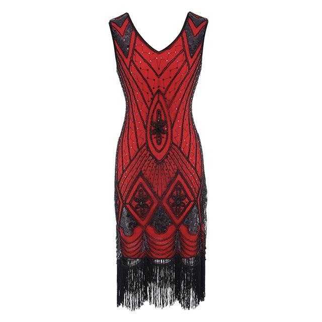 Vestido De Lentejuelas Vintage Años 20 Rojo