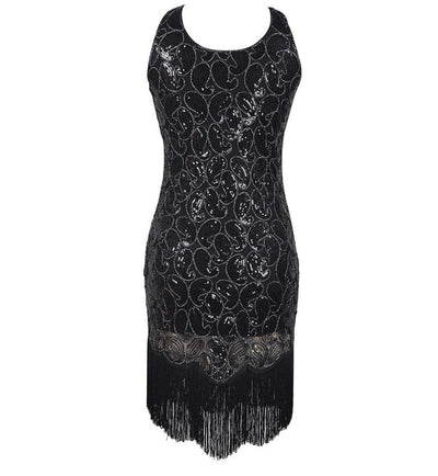 Vestido Vintage Negro Sexy De Los Años 20