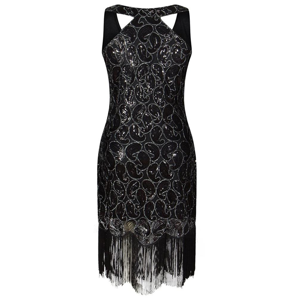 Vestido Vintage Negro Sexy De Los Años 20