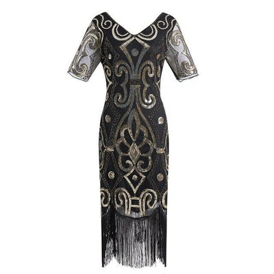 Vestido Años 20 Encaje Dorado