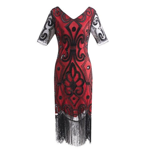 Vestido De Encaje Rojo De Los Años 20