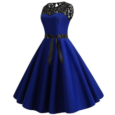 Vestido Vintage De Encaje Azul