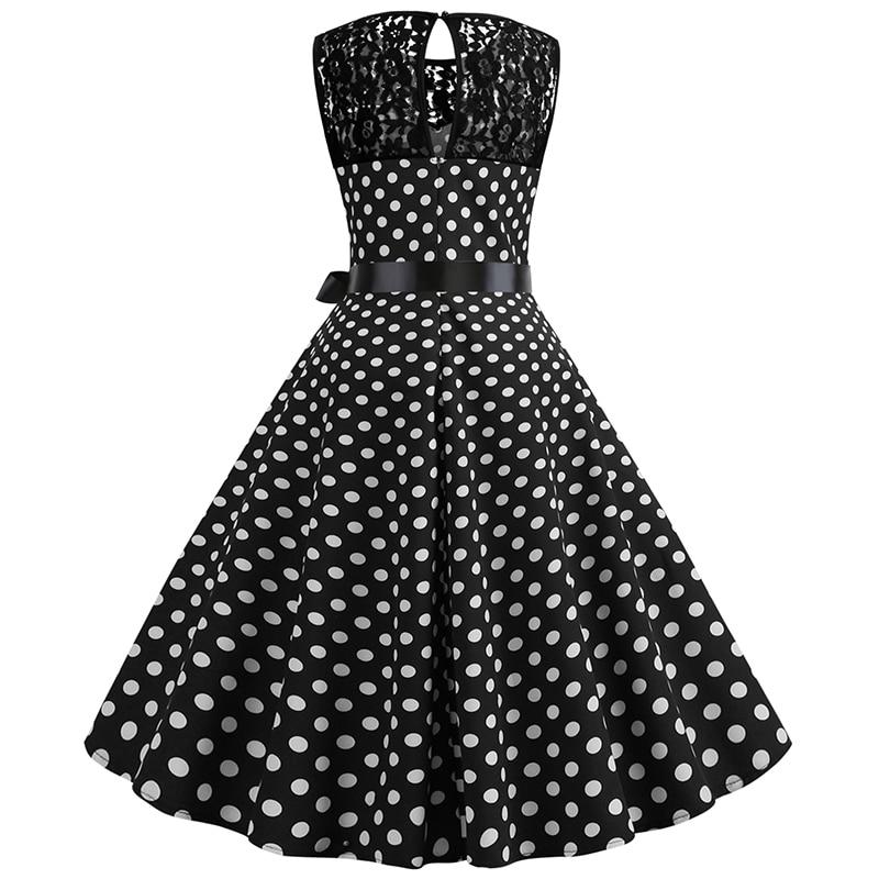 Vestido Vintage De Encaje Con Lunares Negros
