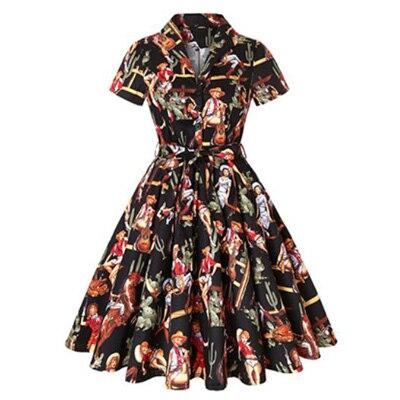Vestido Pinup Vintage 60s Talla Grande Negro