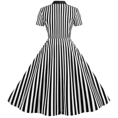 Vestido Retro Vintage Blanco Y Negro