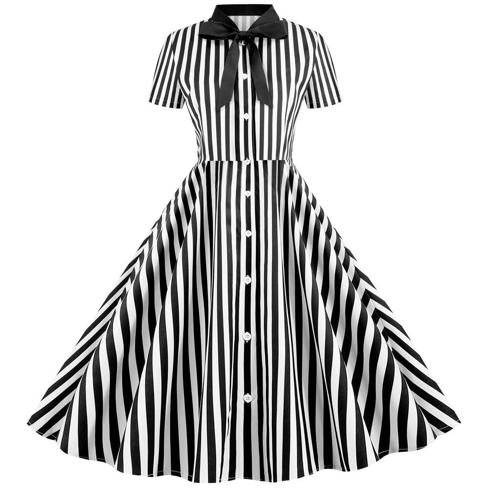 Vestido Retro Vintage Blanco Y Negro