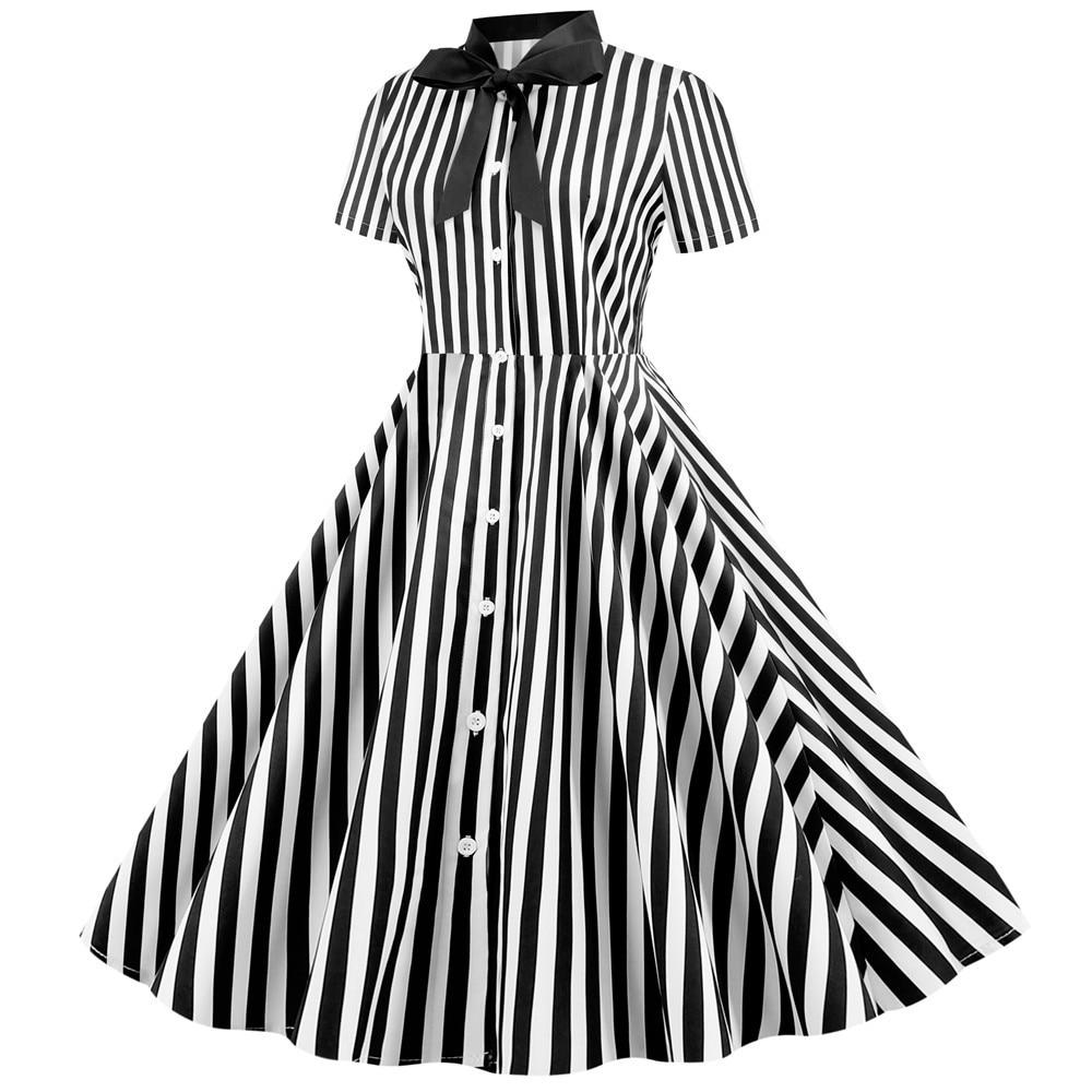 Vestido Retro Vintage Blanco Y Negro