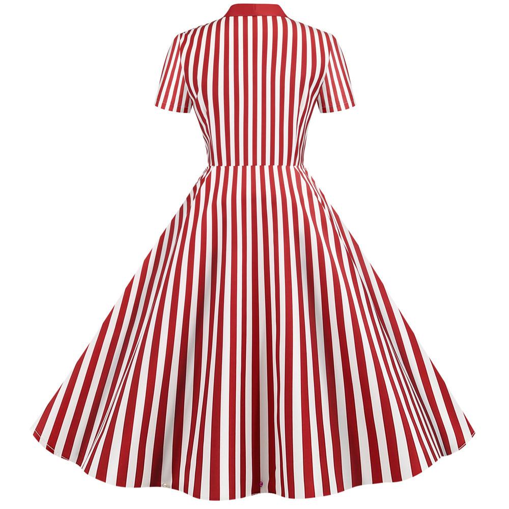 Vestido Retro Vintage Rayas Rojo