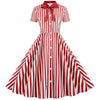 Vestido Retro Vintage Rayas Rojo