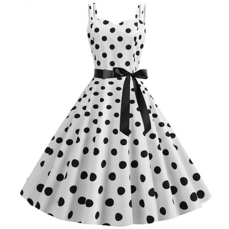 Vestido Vintage Rockabilly Lunares Blanco