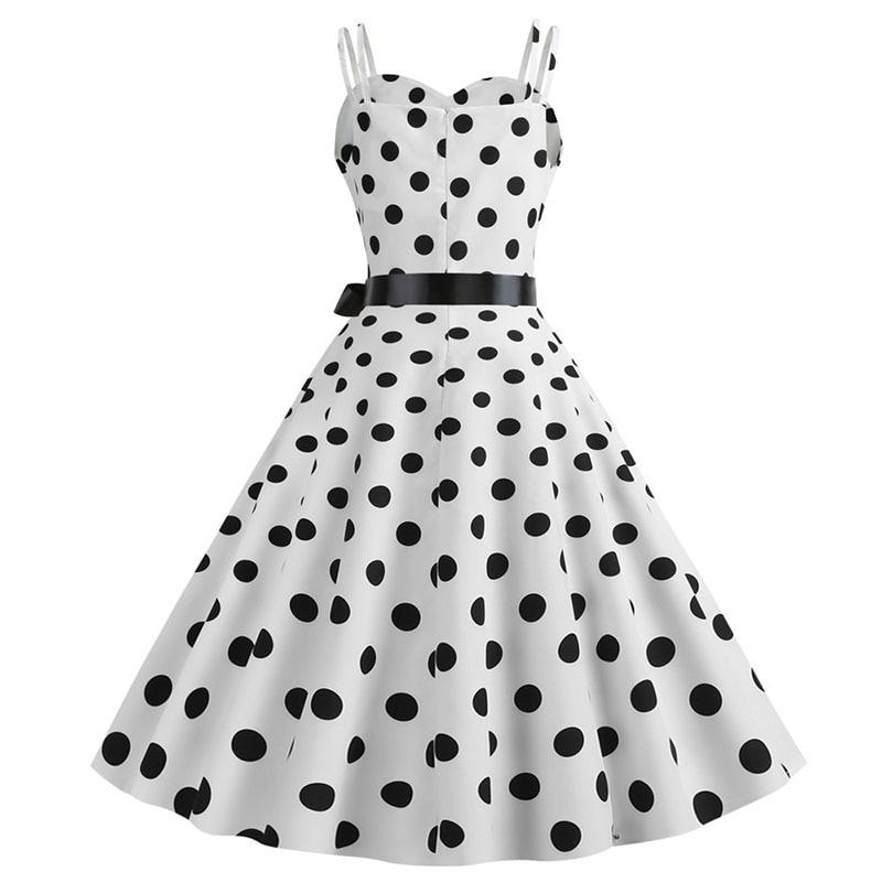 Vestido Vintage Rockabilly Lunares Blanco