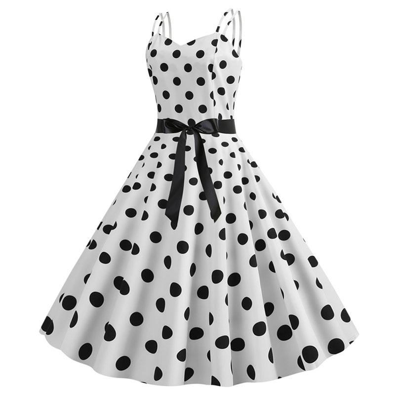 Vestido Vintage Rockabilly Lunares Blanco