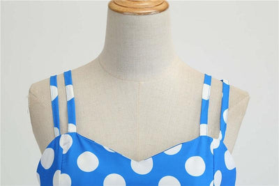 Vestido Rockabilly Vintage Azul Lunares