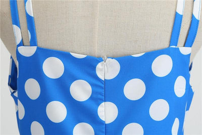 Vestido Rockabilly Vintage Azul Lunares