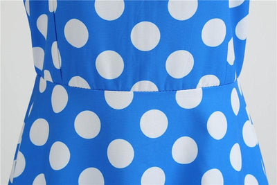 Vestido Rockabilly Vintage Azul Lunares