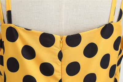 Vestido Vintage Rockabilly Amarillo Lunares