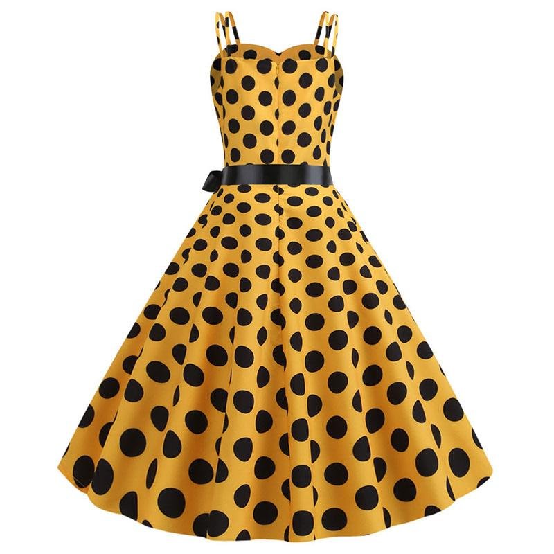 Vestido Vintage Rockabilly Amarillo Lunares