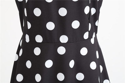 Vestido Vintage Rockabilly Negro Lunares Blancos