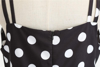 Vestido Vintage Rockabilly Negro Lunares Blancos