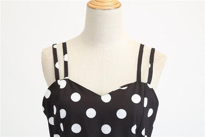 Vestido Vintage Rockabilly Negro Lunares Blancos
