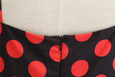 Vestido Vintage Rockabilly Negro Lunares Rojos