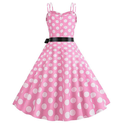 Vestido Vintage Rockabilly Rosa Lunares