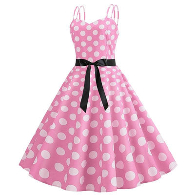 Vestido Vintage Rockabilly Rosa Lunares