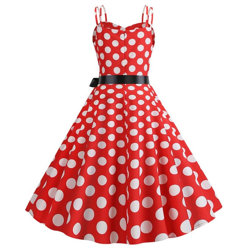 Vestido Rockabilly Vintage Rojo Con Lunares Blancos