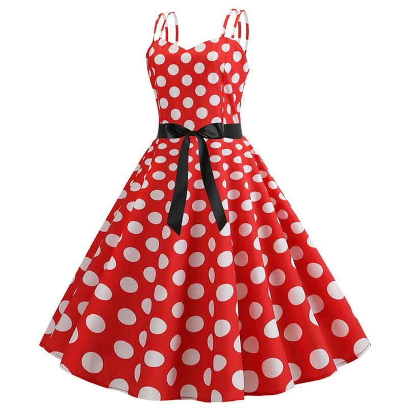 Vestido Rockabilly Vintage Rojo Con Lunares Blancos