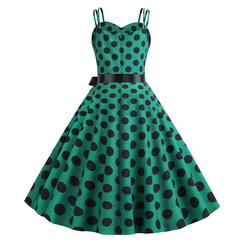 Vestido Vintage Rockabilly Guisantes Verdes