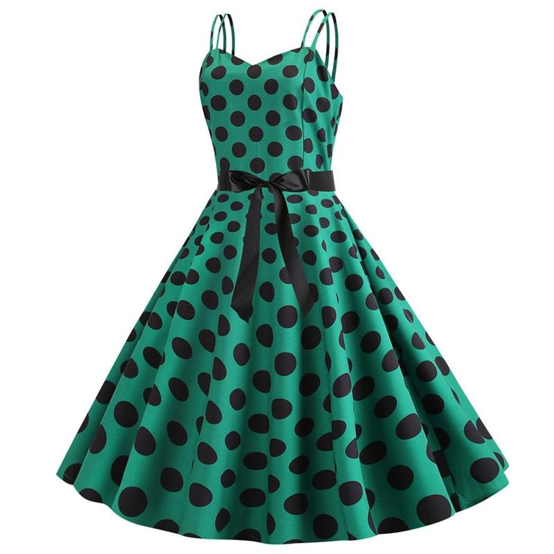 Vestido Vintage Rockabilly Guisantes Verdes