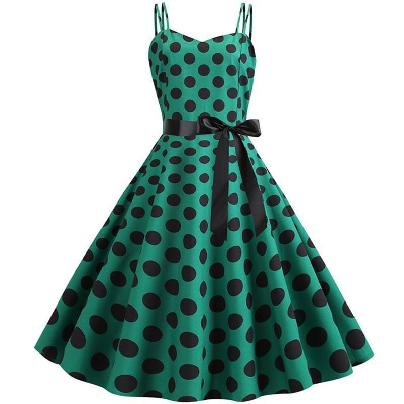 Vestido Vintage Rockabilly Guisantes Verdes