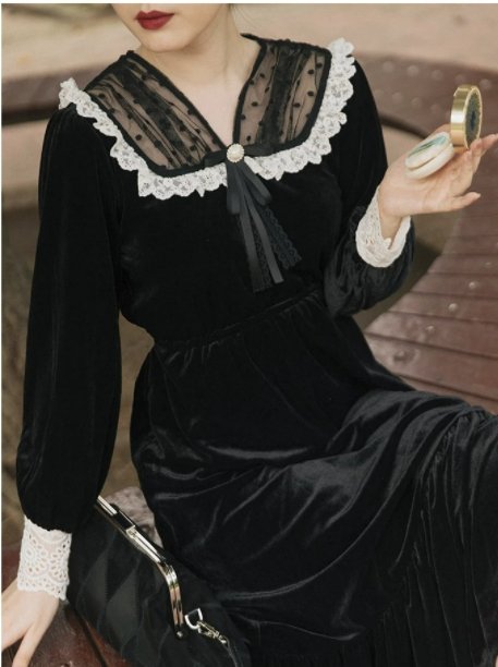 Vestido Conjunto Vintage 40s Negro